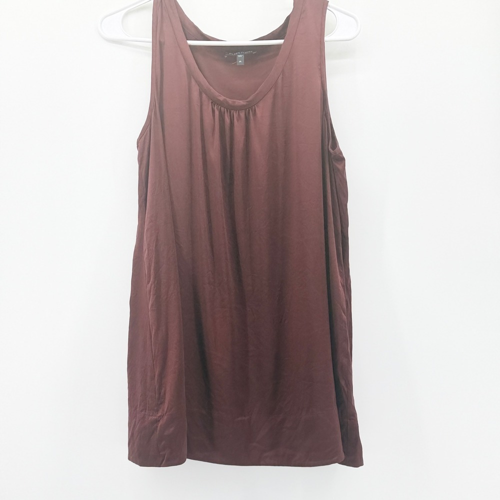 Eileen Fisher Womens Medium Brown Silk Stretch Sleeveless Scoop Neck Tank Top
